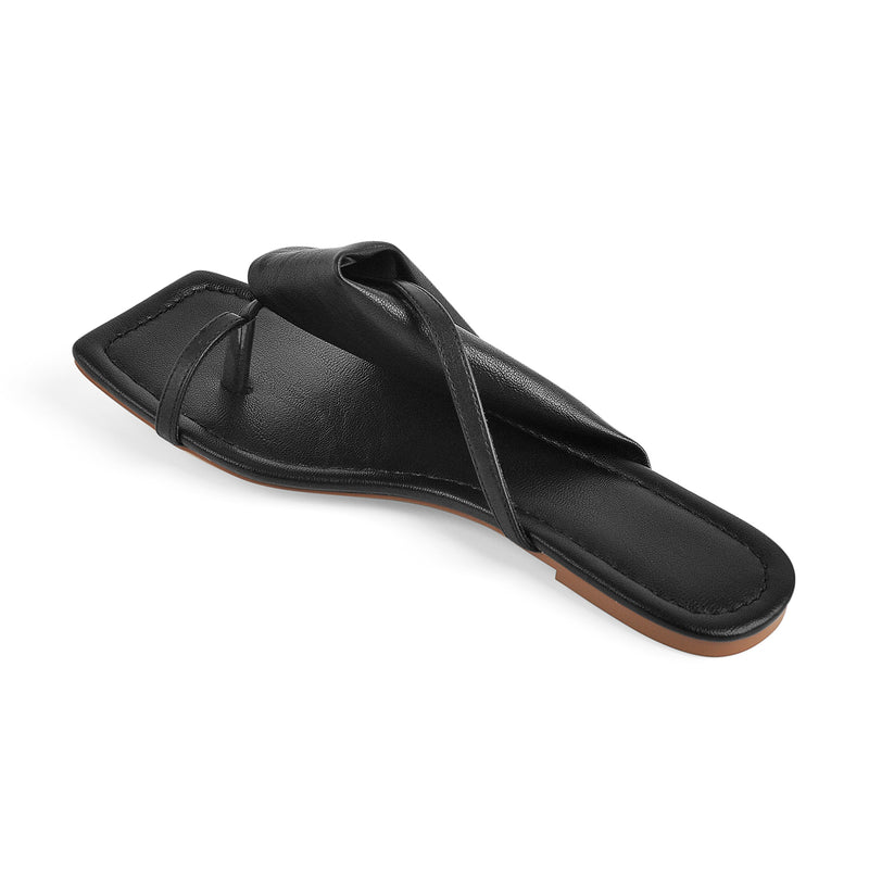 Matte Black Band Flat Sandals Mules – Onlymaker