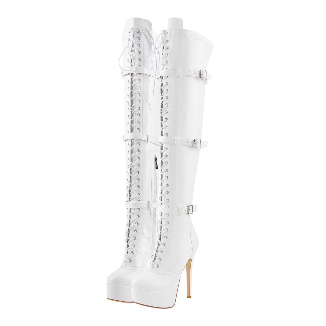 Platform Lace-Up Over The Knee Thigh Boots – Onlymaker