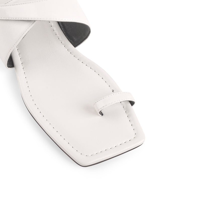 Matte White Band Flat Strap Sandals