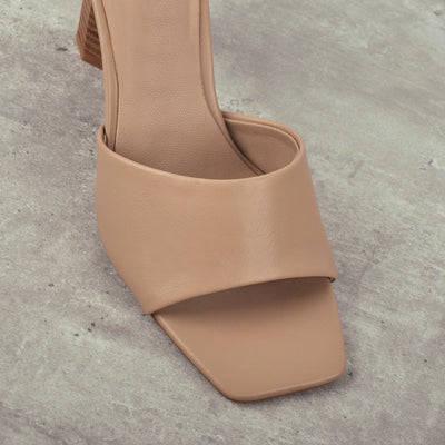 Square Open Toe Mules Chunky Heel Sandals