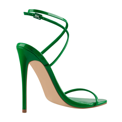 Green Round Toe Ankle High Heel Sandals