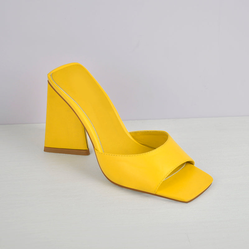 Square Toe Chunky Heel Sandal Mules