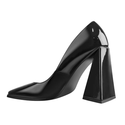 Square Toe Triangle Block High Heels Pumps