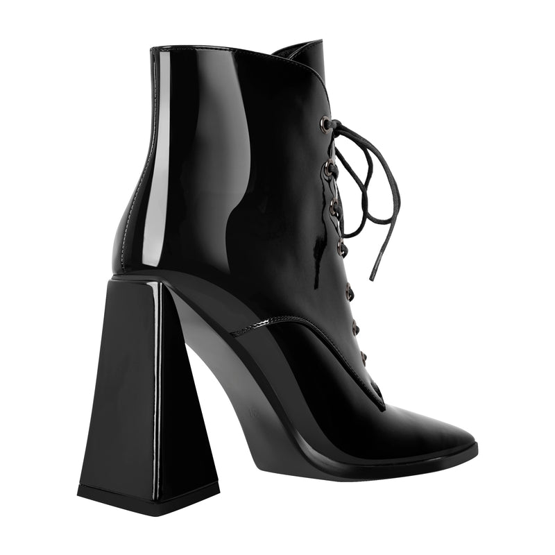 Square Toe Triangle Chunky Heel Ankle Boots