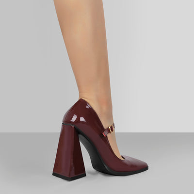Mary Jane Square Toes Chunky Heels Pumps