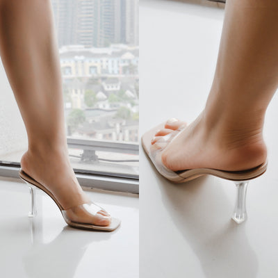 Square Open Toe Transparent Sandal Mules