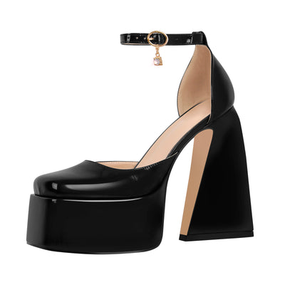 Ankle Strap Chunky Platform Mary Jane Pumps