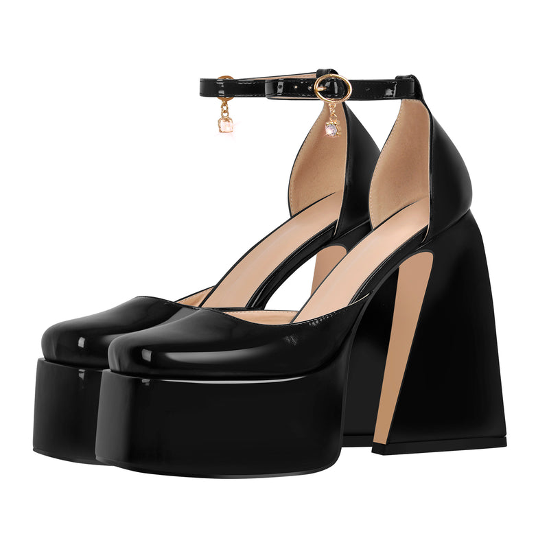 Ankle Strap Chunky Platform Mary Jane Pumps