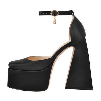 Ankle Strap Chunky Platform Mary Jane Pumps