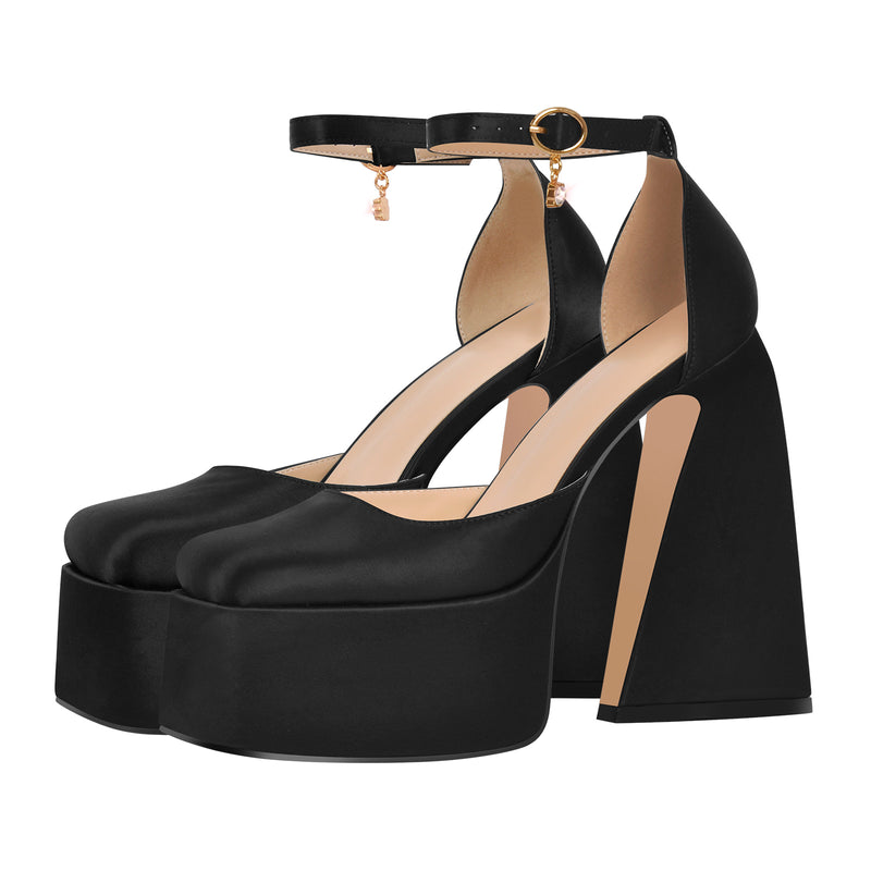 Ankle Strap Chunky Platform Mary Jane Pumps