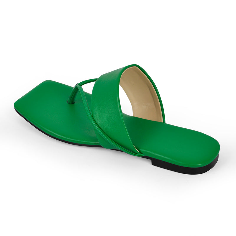 Green Flip Flops Flat Thong Sandals