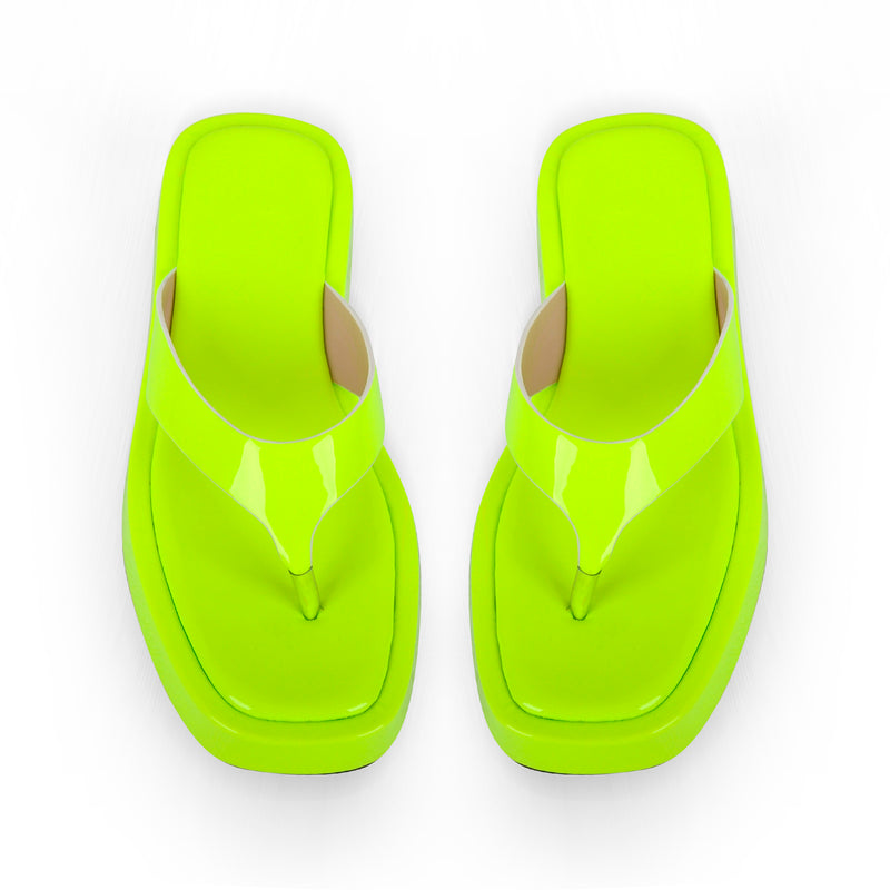 Fluorescent Green Flip Flop Slippers