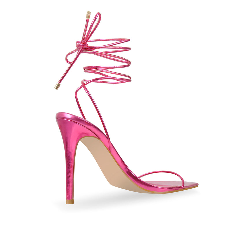 Lace Up Pointed Toe Strappy Sandals Stiletto Heels