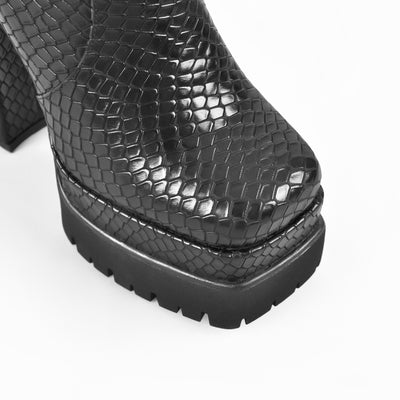 Platform Chunky High Heels Zipper Ankle Boots