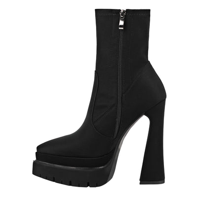 Double Platform Pointed Toe Split Joint Boots