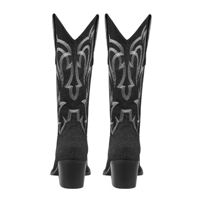 Embroidery Mid-Calf Cowboy Boots