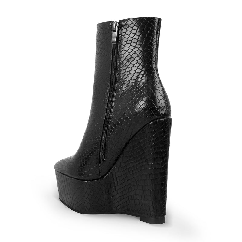 Platform Wedge High Heel Ankle Boots