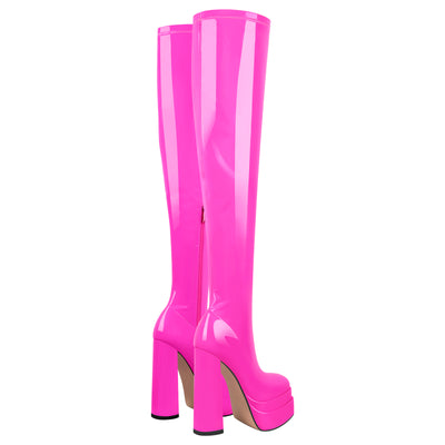 Platform Chunky High Heel Thigh Boots