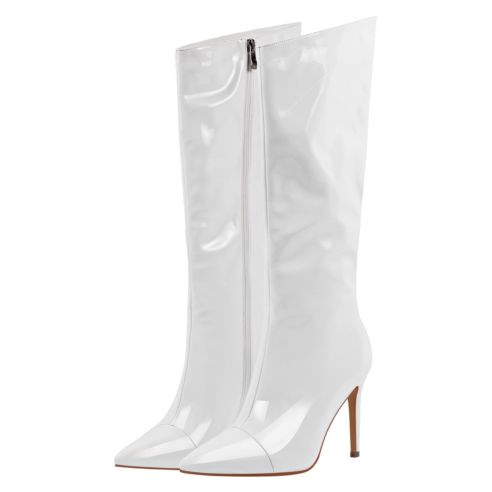 Patent Leather Pointed Toe Knee High Boots – Onlymaker