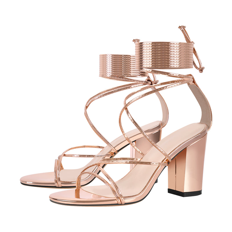 Open Toe Lace-up Chunky Sandals