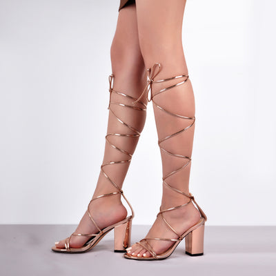 Open Toe Lace-up Chunky Sandals