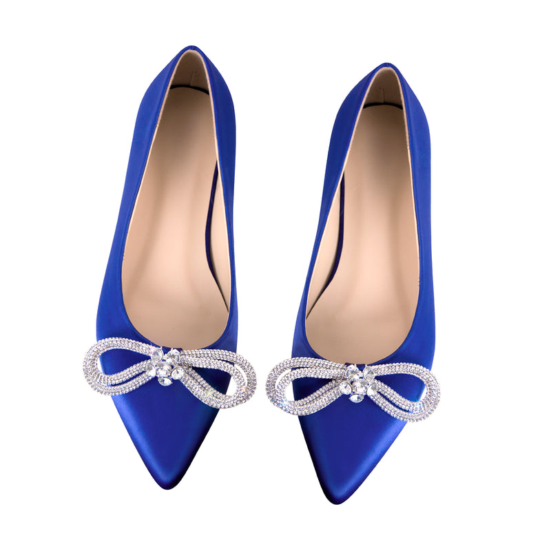 Rhinestones Bow Pointed Toe Flats