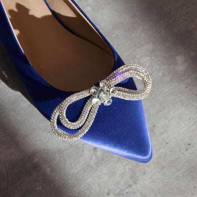 Rhinestones Bow Pointed Toe Flats