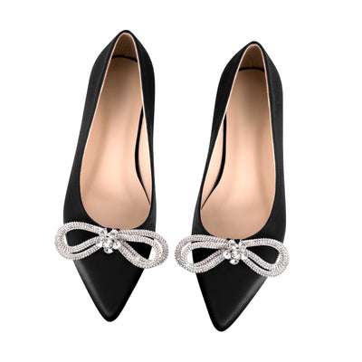 Rhinestones Bow Pointed Toe Flats