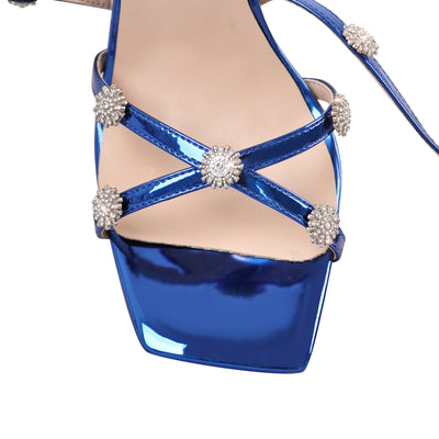 Ankle Strap Lace up Rhinestone Sandals
