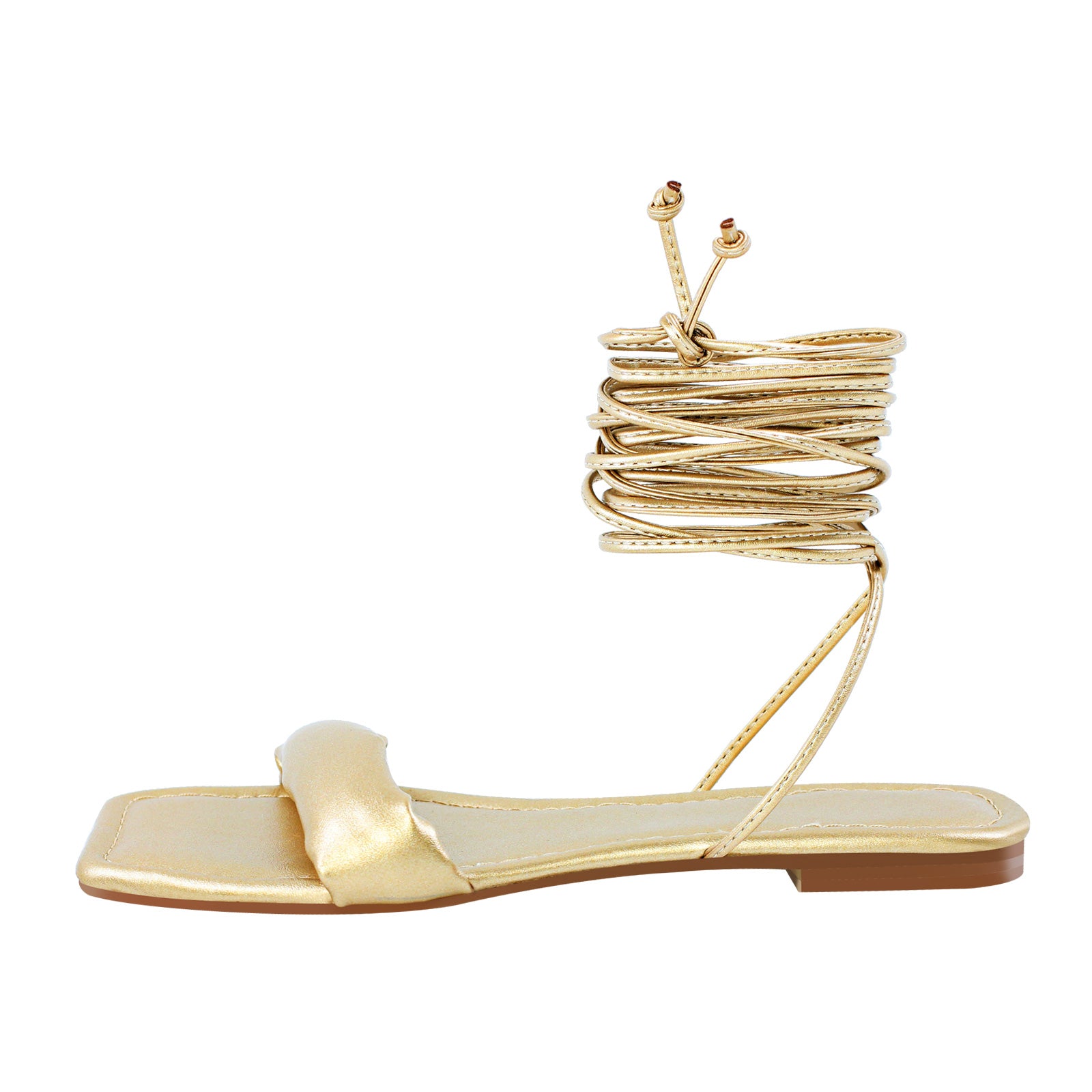 Square Toe Flats with Decorative Strap - Maroon