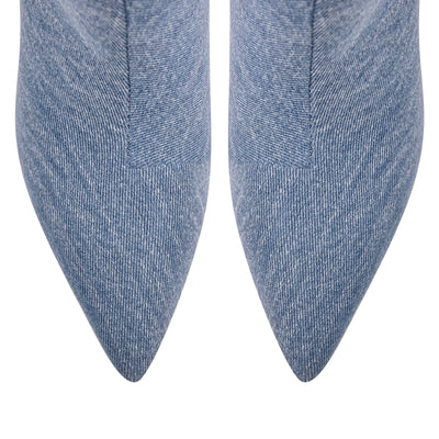 Denim Pointed Toe Stiletto Thigh Boots