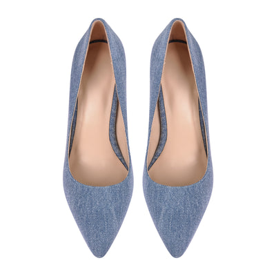 Denim Pointed Toe Stilettos Pumps