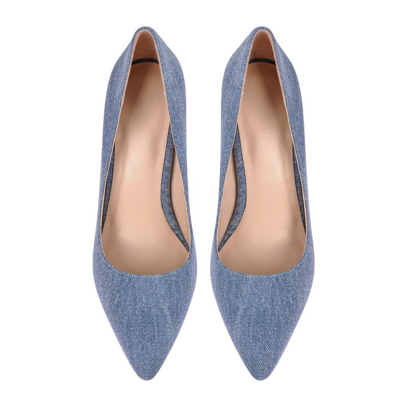 Denim Pointed Toe Stilettos Pumps