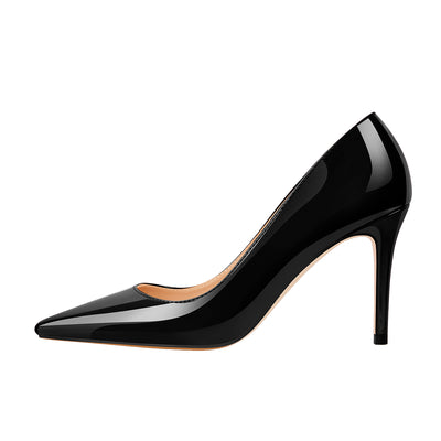 8cm Heel Patent Leather Pointed Toe High Heel Pumps