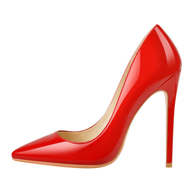 8cm 10cm 12cm Red Pointed Toe Slip On High Heel Pumps – Onlymaker