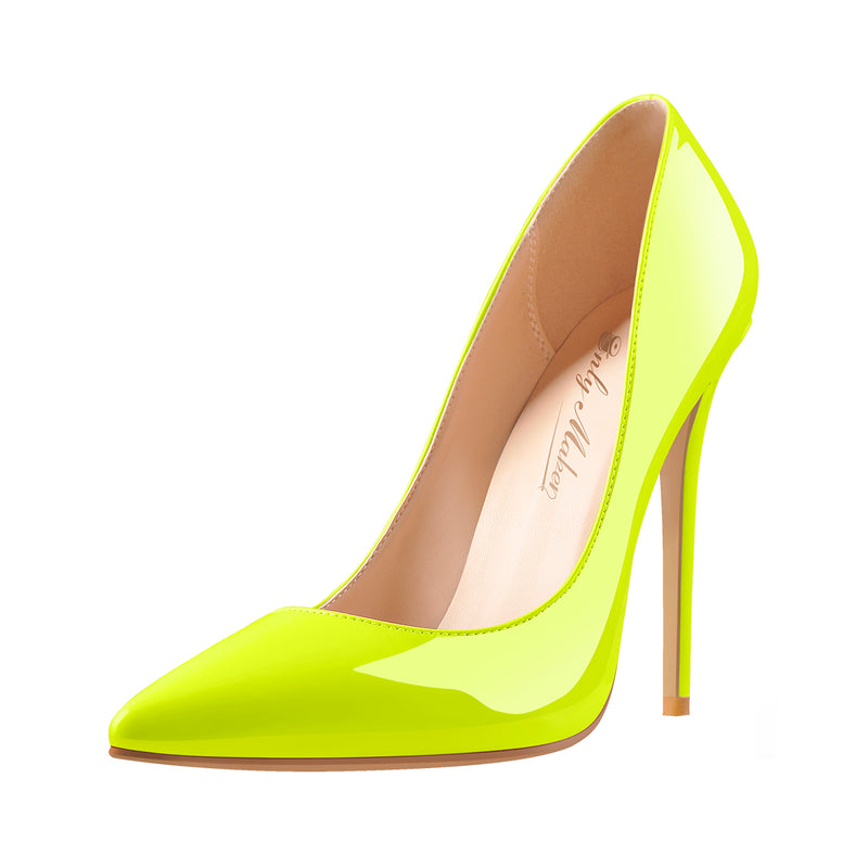 8cm 10cm 12cm Yellow Pointed Toe Pumps Classic Stilettos