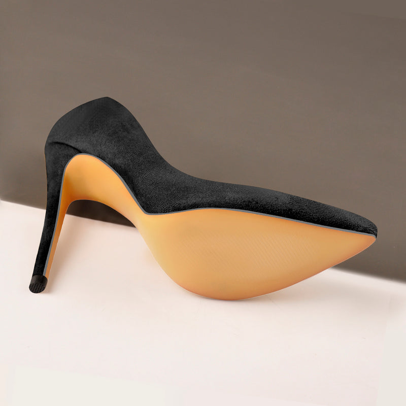 8cm 10cm 12cm Black Suede Pointed Toe Slip On High Heel Pumps