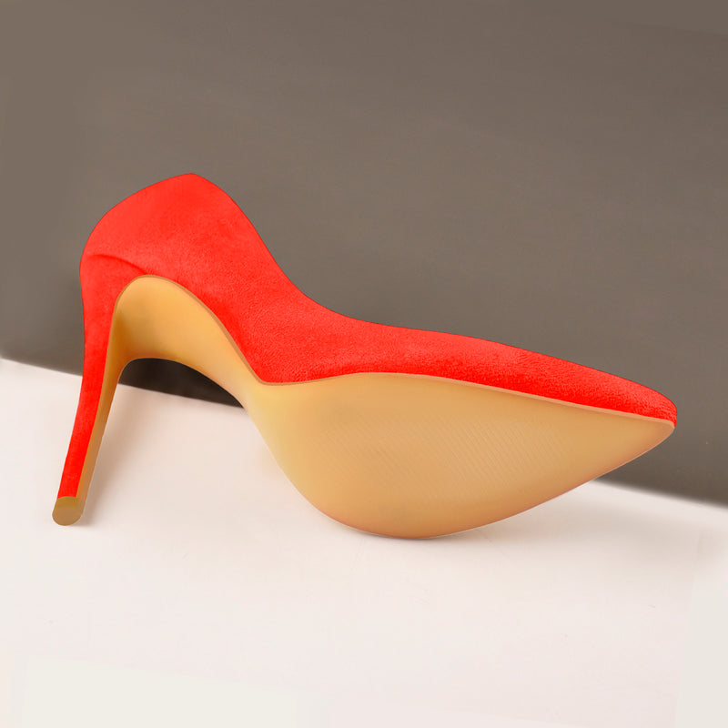 8cm 10cm 12cm Orange Suede Pointed Toe Basic Pumps