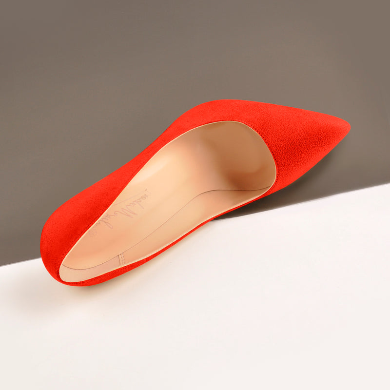 8cm 10cm 12cm Orange Suede Pointed Toe Basic Pumps