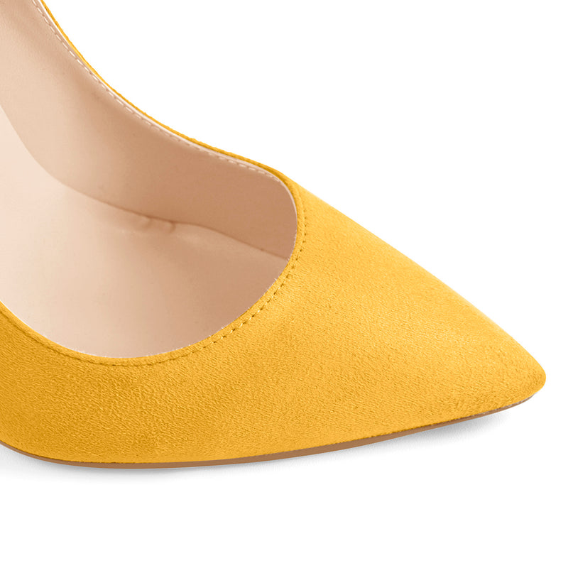 8cm 10cm 12cm Suede Yellow Pointed Toe Slip On High Heel Pumps