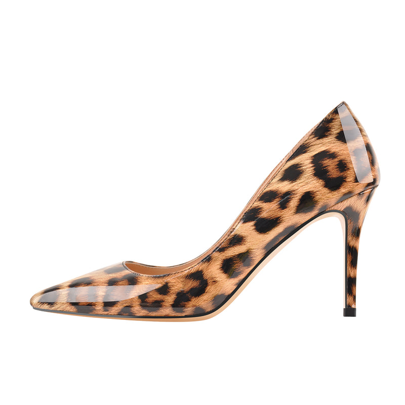 8cm Heel Leopard Pointed Toe High Heel Pumps