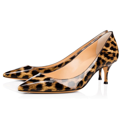 Leopard Pointed Toe Slip On Pumps