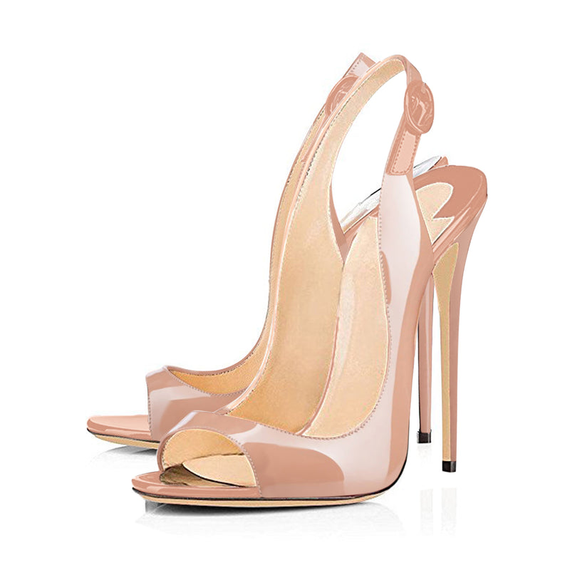 Baby Pink Open Toe Thin High Heels Slingback Sandals