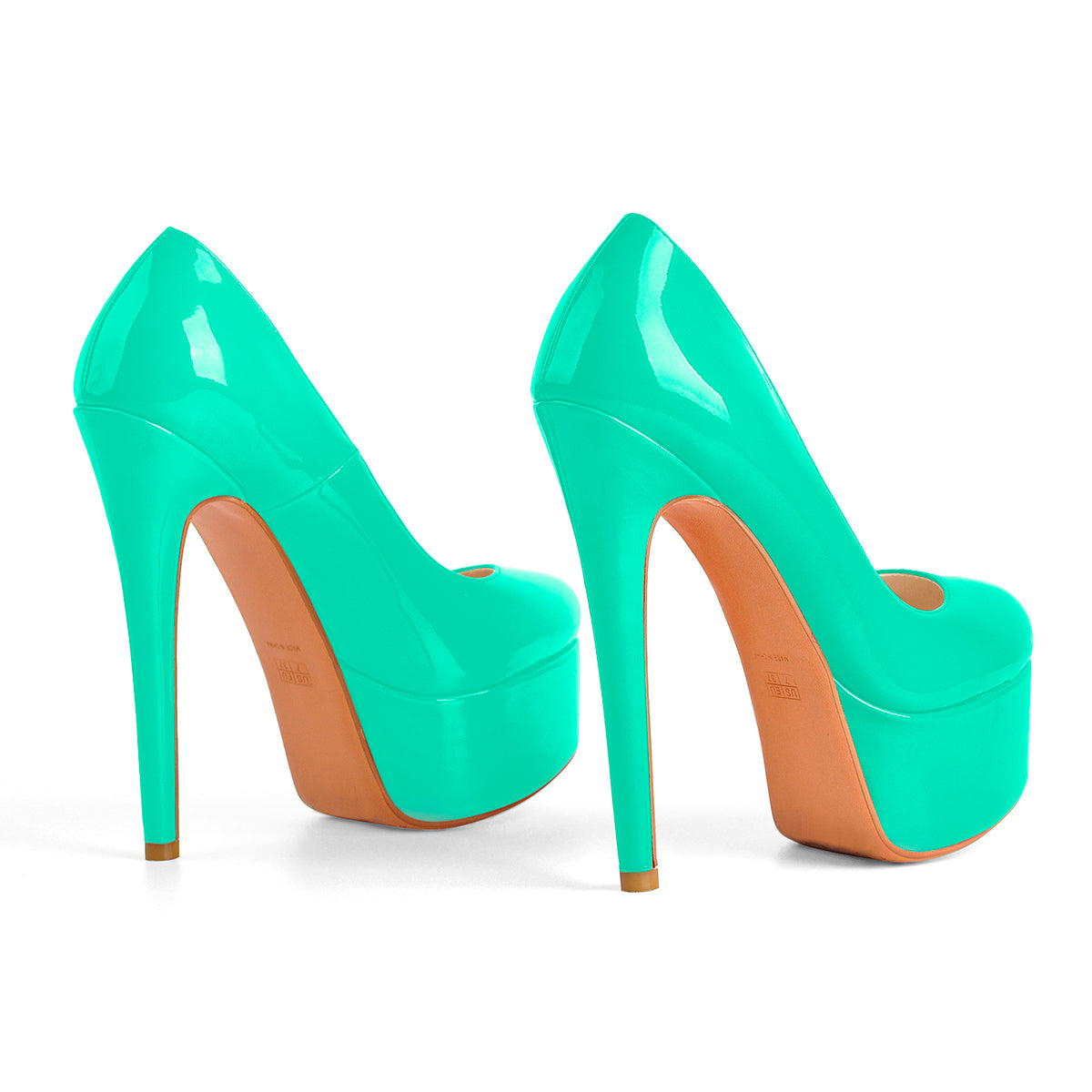 Patent Leather Rounde Toe Platform Green Stiletto High Heels Pumps patent-leather-rounde-toe-platform-green-stiletto-high-heels-pumps