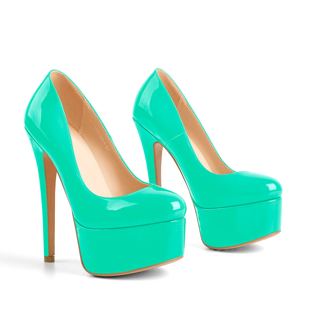 Patent Leather Rounde Toe Platform Green Stiletto High Heels Pumps patent-leather-rounde-toe-platform-green-stiletto-high-heels-pumps