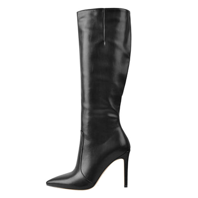 Pointed Toe Stiletto Zip Knee High Boots