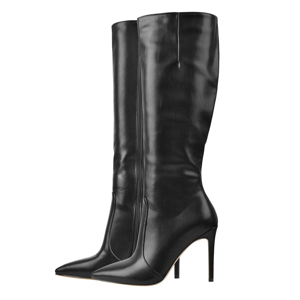Pointed Toe Stiletto Zip Knee High Boots – Onlymaker