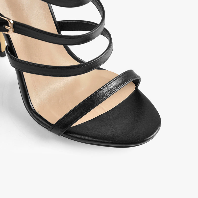 Black Gladiator Open Toe Zip High Heel Stiletto Sandals – Onlymaker