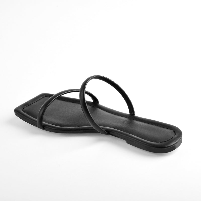 Black Band Flat Sandals Mules – Onlymaker