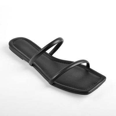 Black Band Flat Sandals Mules